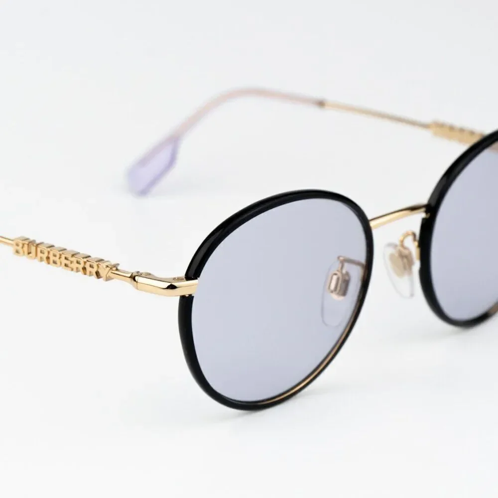 SALE! NEW Burberry BE3148D 10171A Black Lillac Oval Unisex Sunglasses BE 3148D